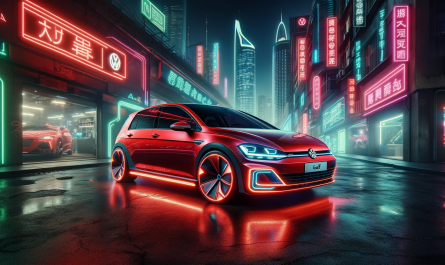 Volkswagen Golf, envisioned as a futuristic electric sports car.