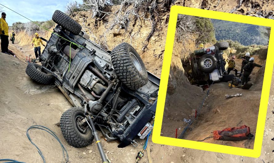 Jeep Takes A Tumble And Traps Driver On Remote Off-Road Trail Sparking Rescue