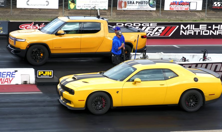 Can A Rivian R1T Beat A Dodge Challenger Hellcat At The Drag Strip?