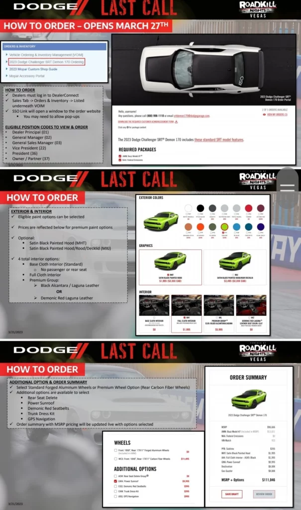 Dodge Challenger SRT Demon 170 Order Guide Reveals Customization Options And Pricing