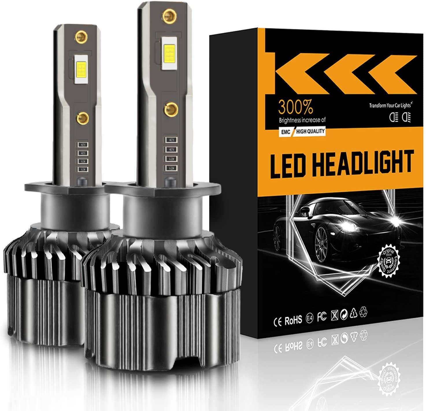 LRTER H1 LED Headlight Bulbs 60 W 12000 Lumens Extremely Bright 6000K Upgraded CSP Chips Conversion Kit Halogen Replacement