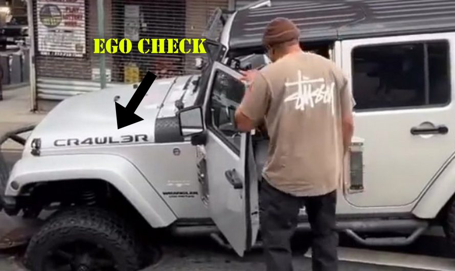 Jeep Wrangler Driver With ‘CR4WL3R’ Graphic Gets Stuck In Manhole